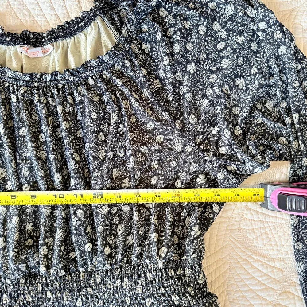 Knox Rose Black Floral Tiered Prairie Maxi Dress Size XL - Cottagecore - Picture 10 of 11